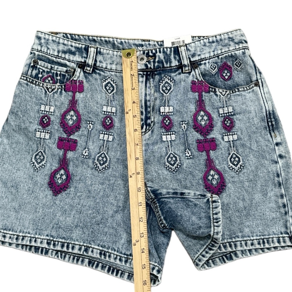 INC International Concepts Embroidered Denim High Rise Boho Jean Shorts - Picture 8 of 12